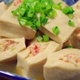 高野豆腐の海老かま詰めふくめ煮